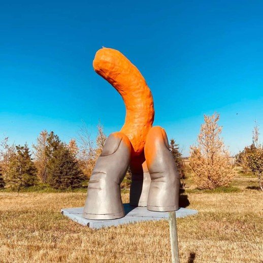Giant Cheetoh statue in Alberta Canada
